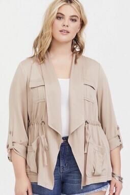 Torrid Womens Anorak Jacket Plus Size 3X Drape Front Drawstring Lagenlook Open